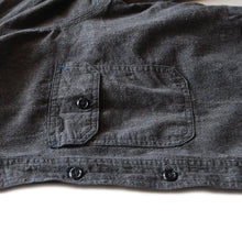 Load image into Gallery viewer, ONE WASH &quot;MONTGOMERY WARD&quot; BLACK CHAMBRAY SHIRT WITH ELBOW PAD (LARGE)
