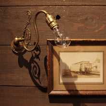 Load image into Gallery viewer, ANTIQUE SWING ARM BRASS WALL SCONCE

