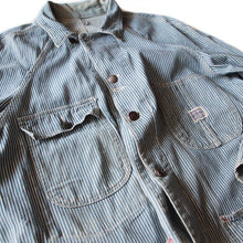 画像をギャラリービューアに読み込む, 1940&#39;s &quot;PAY DAY&quot; HICKORY STRIPE WORK JACKET (LARGE)
