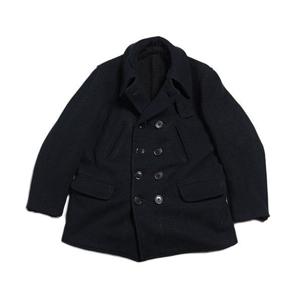 1930's DOUBLE BREASTED WOOL COAT WITH LONG CHIN STRAP (SMALL)