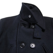 画像をギャラリービューアに読み込む, 1930&#39;s DOUBLE BREASTED WOOL COAT WITH LONG CHIN STRAP (SMALL)
