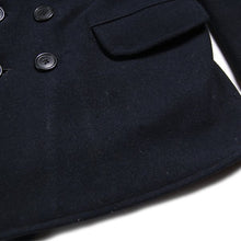画像をギャラリービューアに読み込む, 1930&#39;s DOUBLE BREASTED WOOL COAT WITH LONG CHIN STRAP (SMALL)
