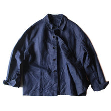 Load image into Gallery viewer, NOS 1940&#39;s FRENCH INDIGO LINEN WORK JACKET (LARGE)
