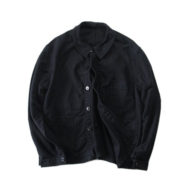 1950's FRENCH BLACK MOLESKIN WORK JACKET (LARGE) MINT CONDITION