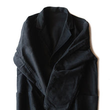 Load image into Gallery viewer, 1940&#39;s FRENCH BLACK MOLESKIN BACKSTRAP WORK JACKET (LARGE) MINT CONDITION
