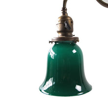 画像をギャラリービューアに読み込む, ANTIQUE &quot;FARIES&quot; BRASS DESK LAMP WITH GREEN GLASS SHADE
