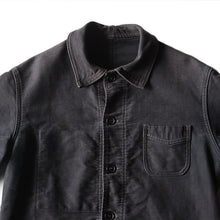 Load image into Gallery viewer, 1940&#39;s ~ &quot;LE MONT ST MICHEL&quot; BLACK MOLESKIN WORK JACKET WITH DIAMOND POCKET (MEDUM)
