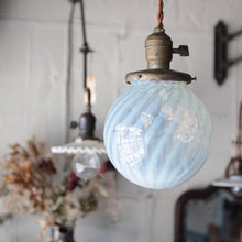Load image into Gallery viewer, ANTIQUE OPEALESCENT SWIRL GLOBE GLASS SHADE
