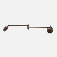 Load image into Gallery viewer, ANTIQUE BRASS WALL MOUNT SWING ARM LAMP
