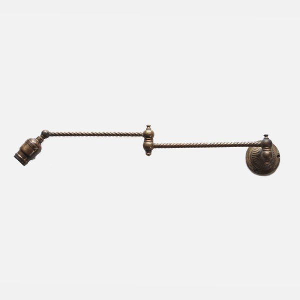 ANTIQUE BRASS WALL MOUNT SWING ARM LAMP