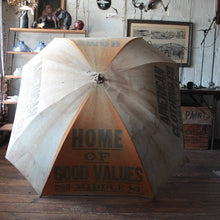 Load image into Gallery viewer, &quot;AMERICAN CLOTHING CO.&quot; ANTIQUE ADVERTISING UMBRELLA
