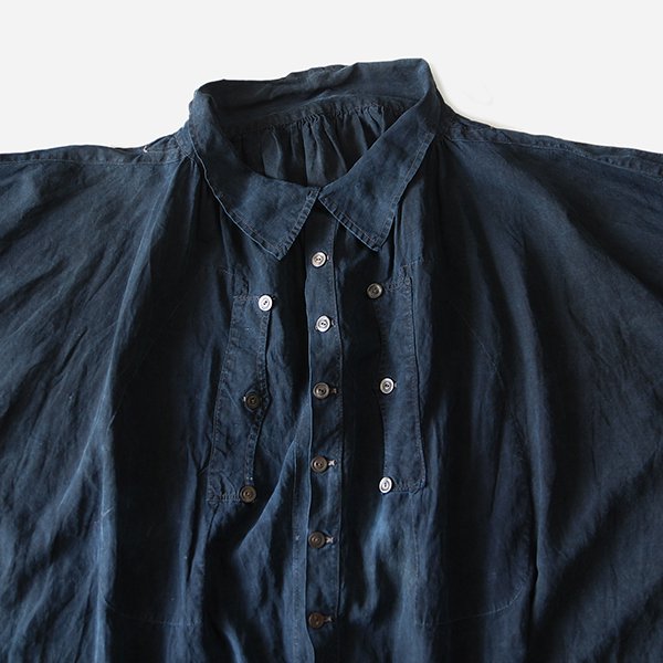 French Vintage Biaude Indigolinen フルオープン French Vintage Biaude Indigolinen フルオープン ANTIQUE FRENCH