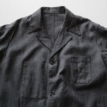 画像をギャラリービューアに読み込む, 1950&#39;s French Work Black Chambray Coat (Large)
