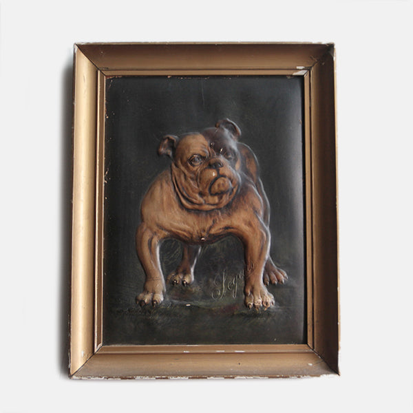 ANTIQUE BULLDOG BUMPY PAINTING FROM 1900's