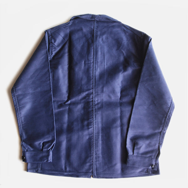 N.O.S ～1940's FRENCH WORK BLUE MOLESKIN JACKET WITH V-POCKET (48 MEDIUM)