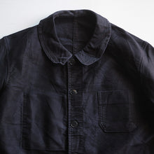 画像をギャラリービューアに読み込む, One Wash 1950&#39;s French Work Black Moleskin Jacket (Large 50-52)
