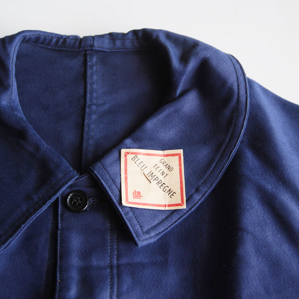 N.O.S ～1940's FRENCH WORK BLUE MOLESKIN JACKET WITH V-POCKET (48