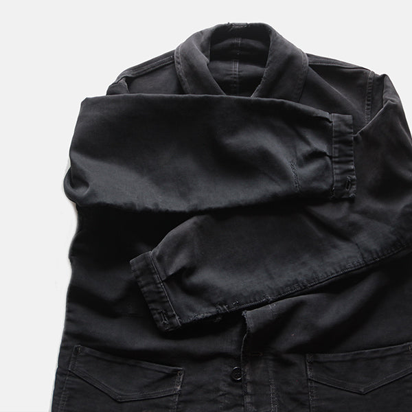 40s FRENCH BLACK MOLESKIN JACKET 刺繍タグVポケ 1940's FRENCH WORK