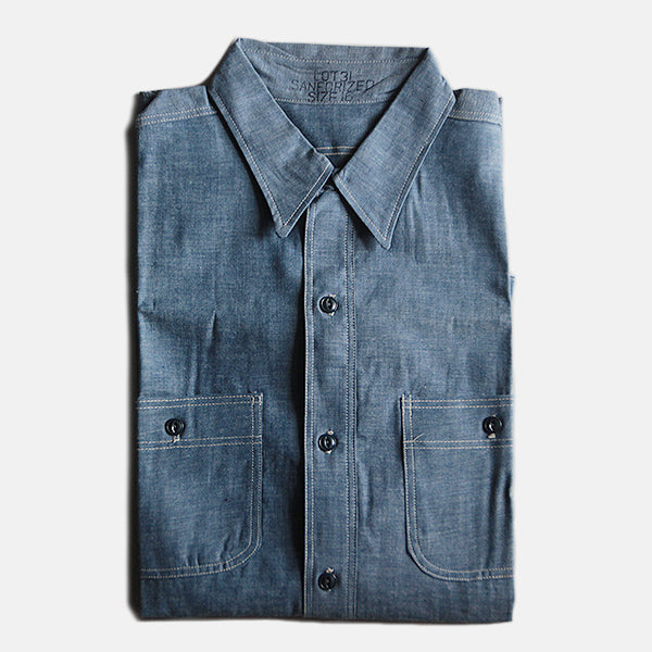 N.O.S 1940's BLUE CHAMBRAY WORK SHIRT (SIZE 16)