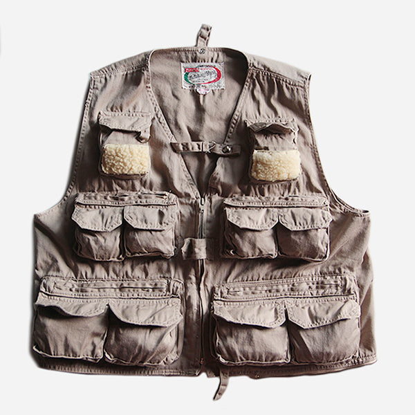 MADE IN U.S.A 1960's COTTON FISHING VEST (MEDIUM)