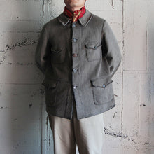 画像をギャラリービューアに読み込む, 1930&#39;s FRENCH WORK HUNTING PIQUE JACKET (LARGE)
