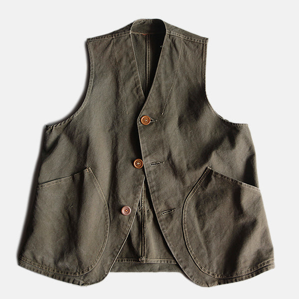 MADE IN U.S.A 1950's COTTON CANVAS HUNTING VEST (MEDIUM)