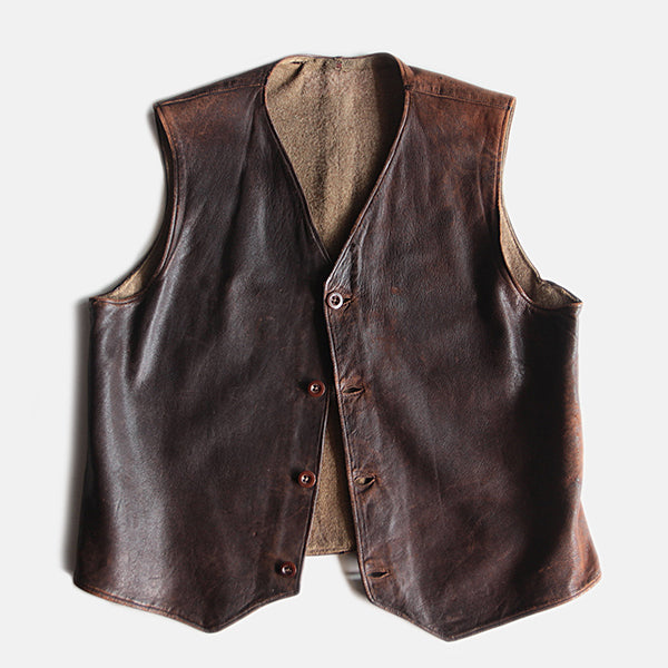 1940's～ LEATHER VEST (38 MEDIUM)