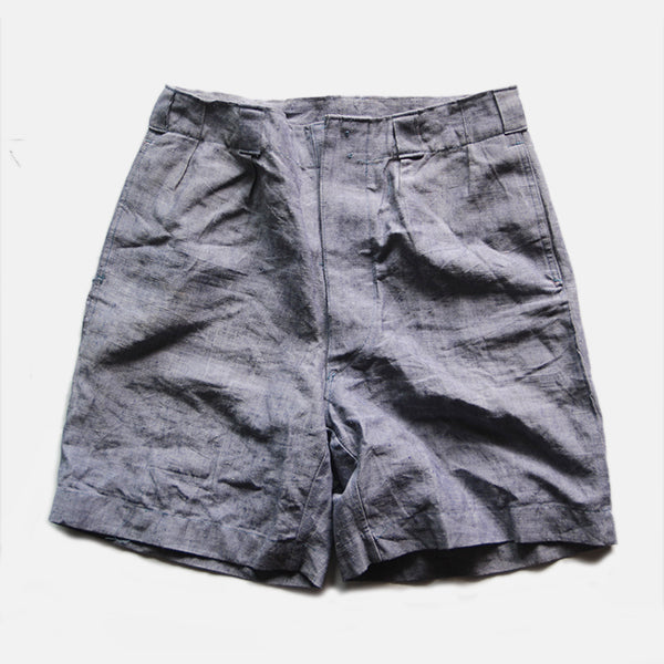 N.O.S ～1960's FRENCH NAVY LINEN SHORTS (W32)