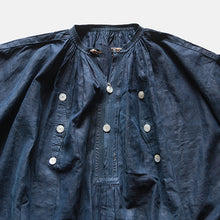 画像をギャラリービューアに読み込む, ANTIQUE FRENCH WORK INDIGO LINEN BIAUDE (UNISEX) MINT CONDITION
